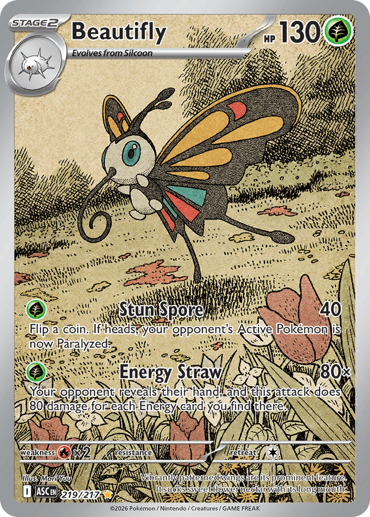 Beautifly - 219/217 — ME: Ascended Heroes Pokémon TCG card by Mori Yuu