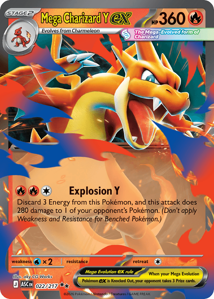 Mega Charizard Y ex - 022/217 — ME: Ascended Heroes Pokémon TCG card by aky CG Works
