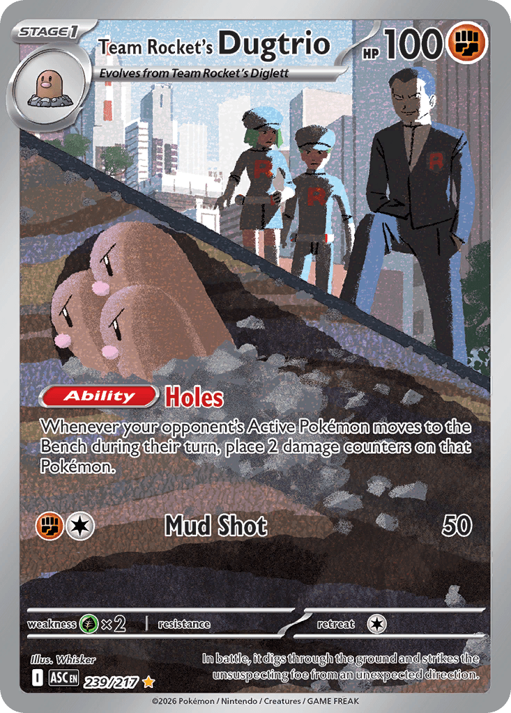 Team Rocket's Dugtrio - 239/217 — ME: Ascended Heroes Pokémon TCG card by Whisker