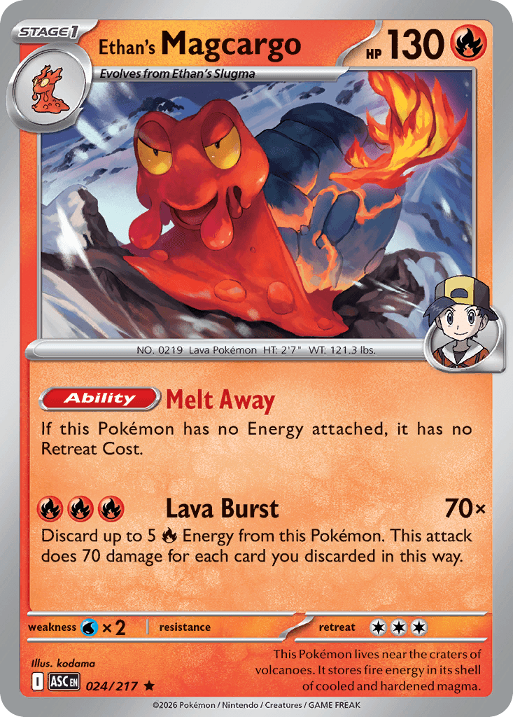 Ethan's Magcargo - 024/217 — ME: Ascended Heroes Pokémon TCG card by kodama