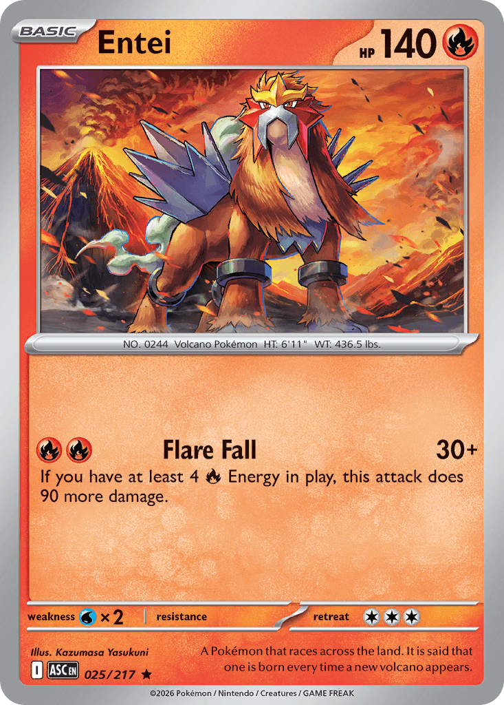 Entei (Energy Symbol Pattern) — ME: Ascended Heroes Pokémon TCG card by Kazumasa Yasukuni