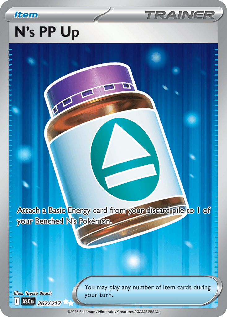 N's PP Up - 262/217 — ME: Ascended Heroes Pokémon TCG card by Toyste Beach