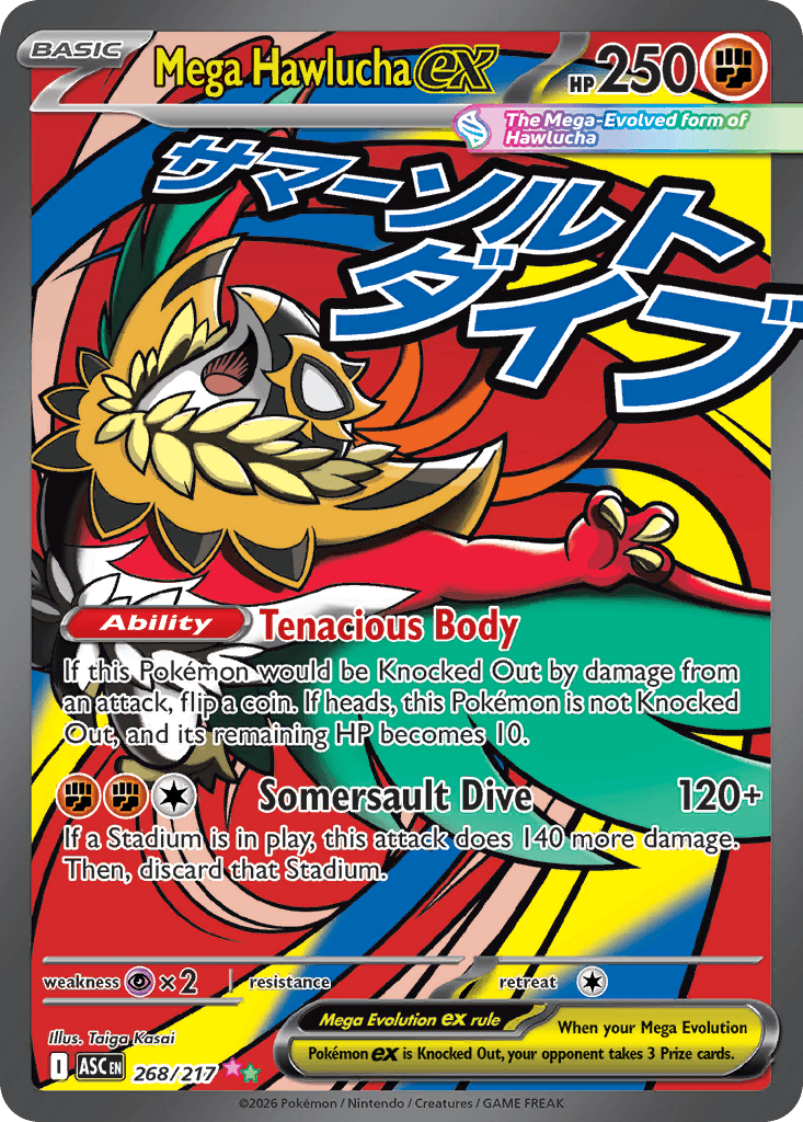 Mega Hawlucha ex - 268/217 — ME: Ascended Heroes Pokémon TCG card by Taiga Kasai