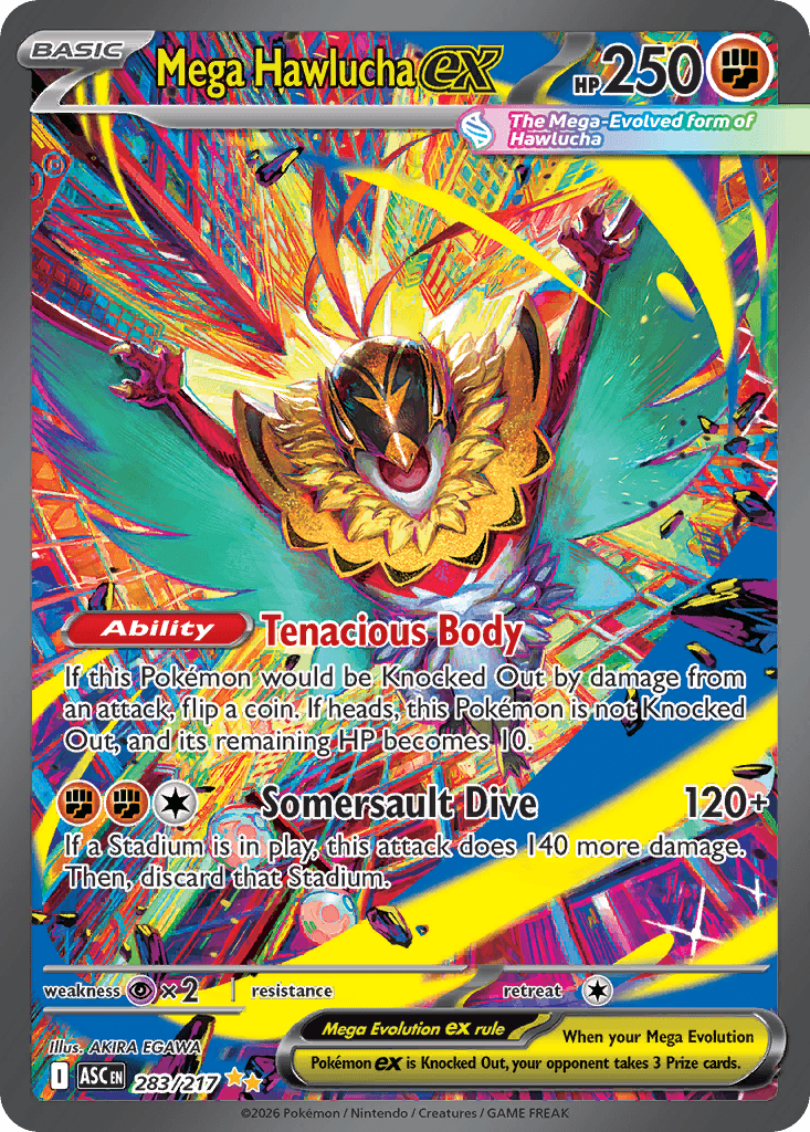 Mega Hawlucha ex - 283/217 — ME: Ascended Heroes Pokémon TCG card by AKIRA EGAWA