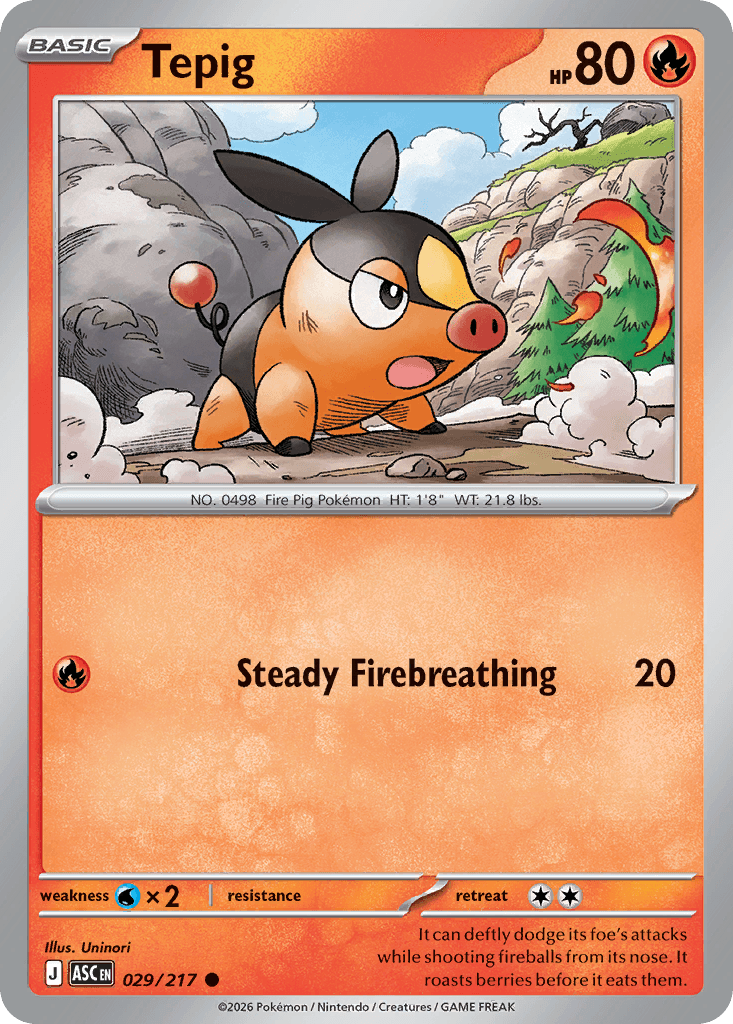 Tepig (Friend Ball) — ME: Ascended Heroes Pokémon TCG card by Uninori
