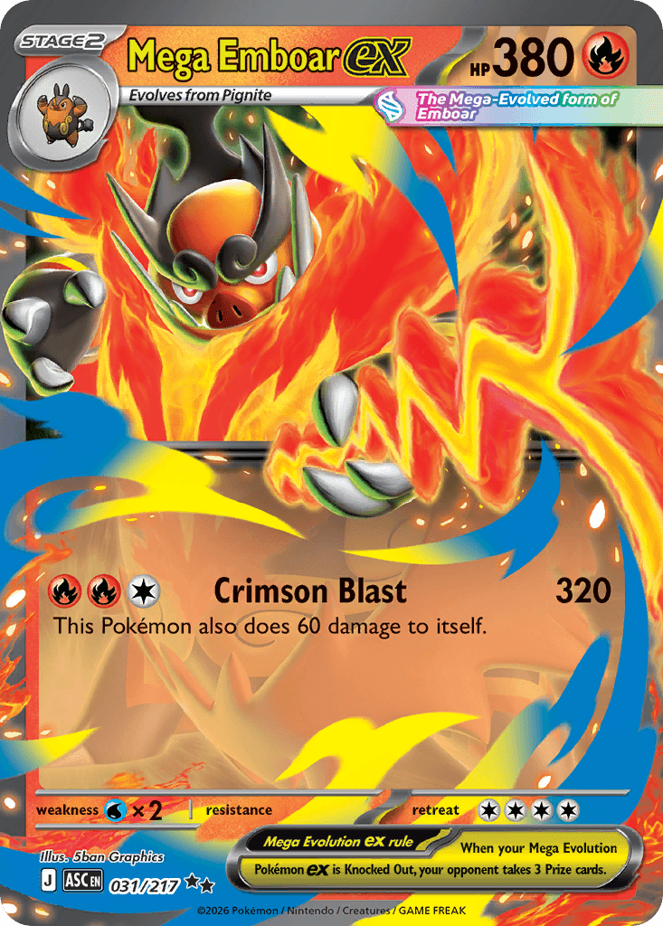 Mega Emboar ex - 031/217 — ME: Ascended Heroes Pokémon TCG card by 5ban Graphics