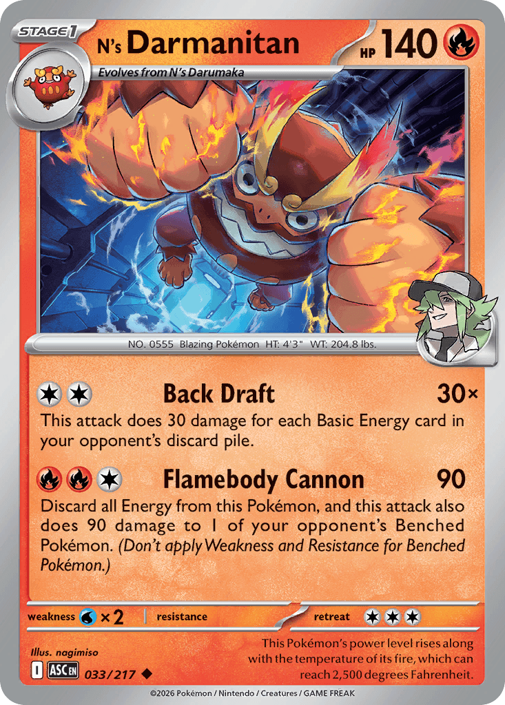 N's Darmanitan (Energy Symbol Pattern) — ME: Ascended Heroes Pokémon TCG card by nagimiso