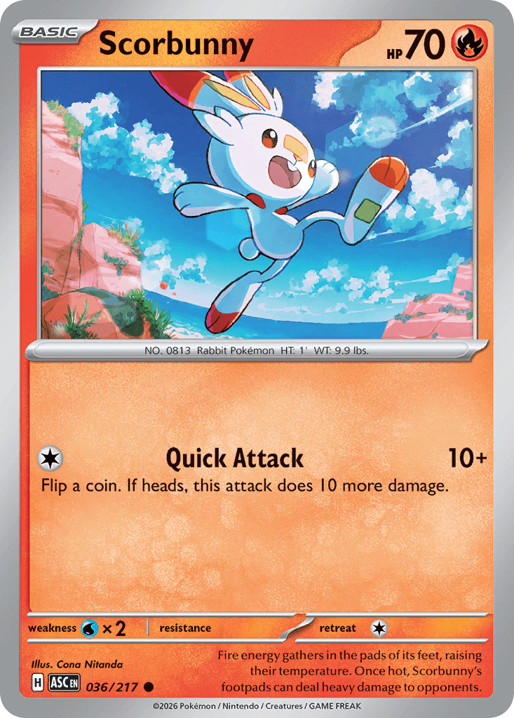 Scorbunny - 036/217 — ME: Ascended Heroes Pokémon TCG card by Cona Nitanda