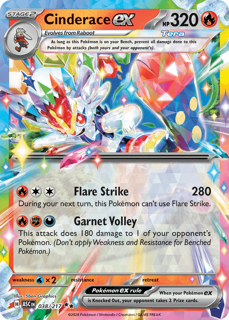 Cinderace ex — ME: Ascended Heroes Pokémon TCG card by 5ban Graphics