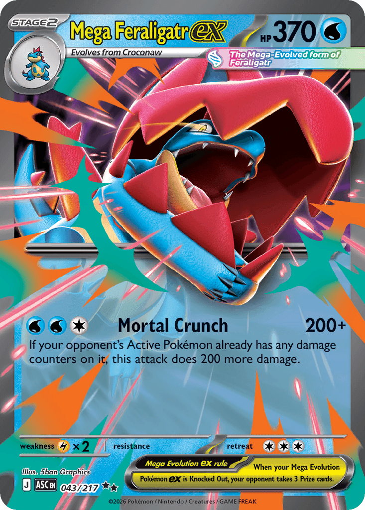 Mega Feraligatr ex - 043/217 — ME: Ascended Heroes Pokémon TCG card by 5ban Graphics