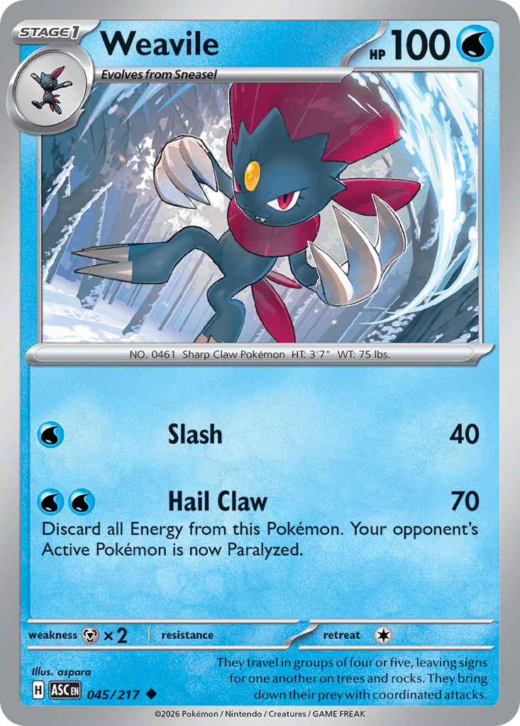 Weavile - 045/217 — ME: Ascended Heroes Pokémon TCG card by aspara