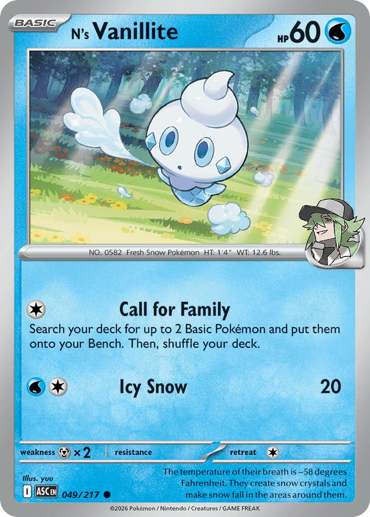 N's Vanillite (Energy Symbol Pattern) — ME: Ascended Heroes Pokémon TCG card by Uta