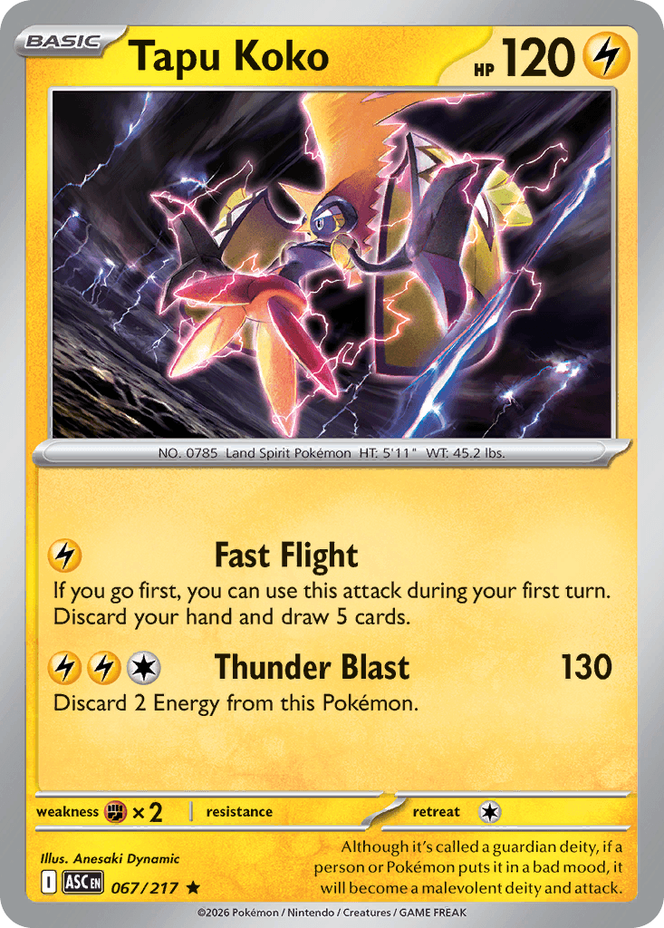 Tapu Koko (Energy Symbol Pattern) — ME: Ascended Heroes Pokémon TCG card by Anesaki Dynamic