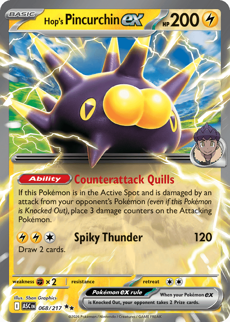 Hop's Pincurchin ex — ME: Ascended Heroes Pokémon TCG card by 5ban Graphics