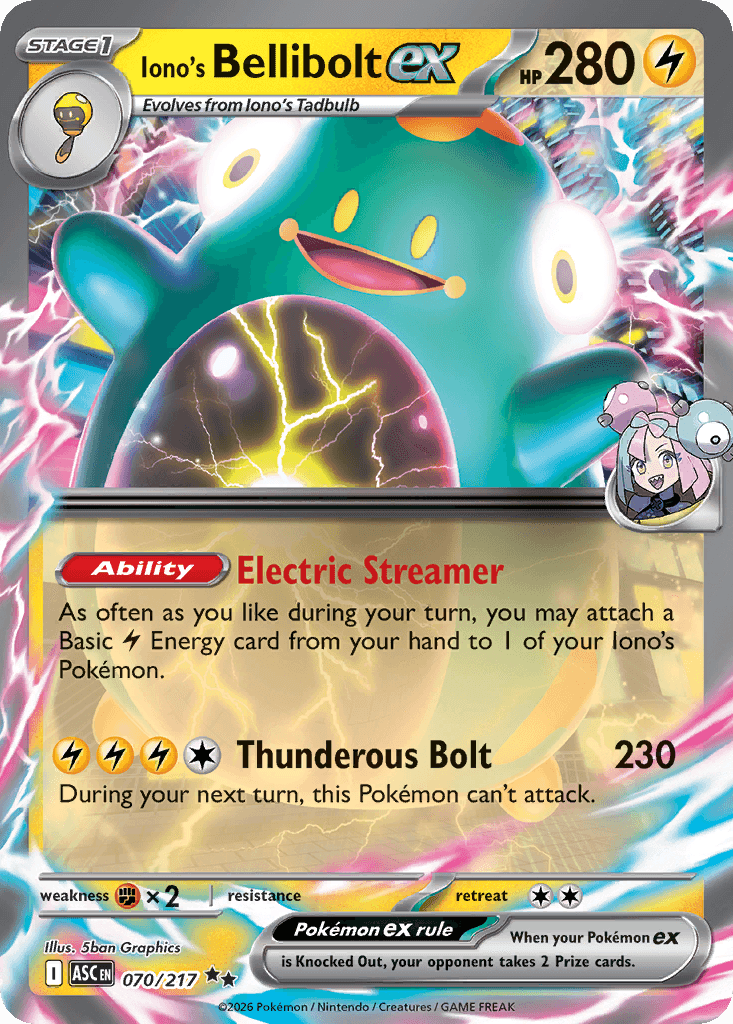 Iono's Bellibolt ex - 070/217 — ME: Ascended Heroes Pokémon TCG card by 5ban Graphics