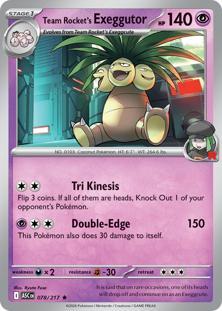 Team Rocket's exeggutor (Team Rocket) — ME: Ascended Heroes Pokémon TCG card by Ryuta Fuse