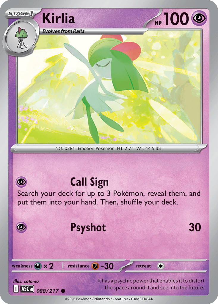 Kirlia (Energy Symbol Pattern) — ME: Ascended Heroes Pokémon TCG card by satoma