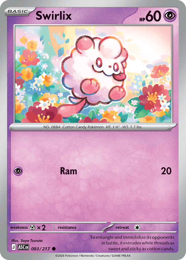 Swirlix (Love Ball) — ME: Ascended Heroes Pokémon TCG card by Saya Tsuruta