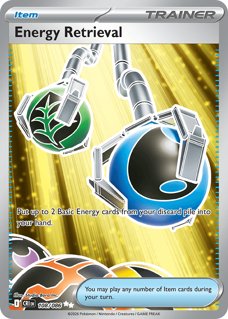 Energy Retrieval — ME04: Chaos Rising Pokémon TCG card by Studio Bora Inc.