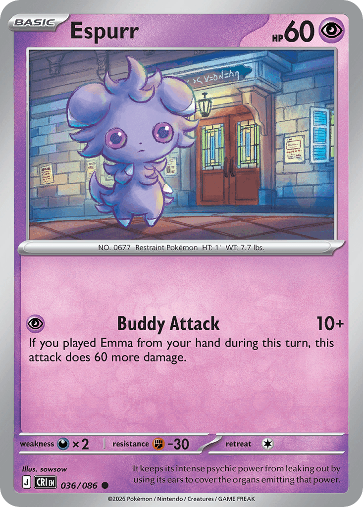 Espurr — ME04: Chaos Rising Pokémon TCG card by sowsow