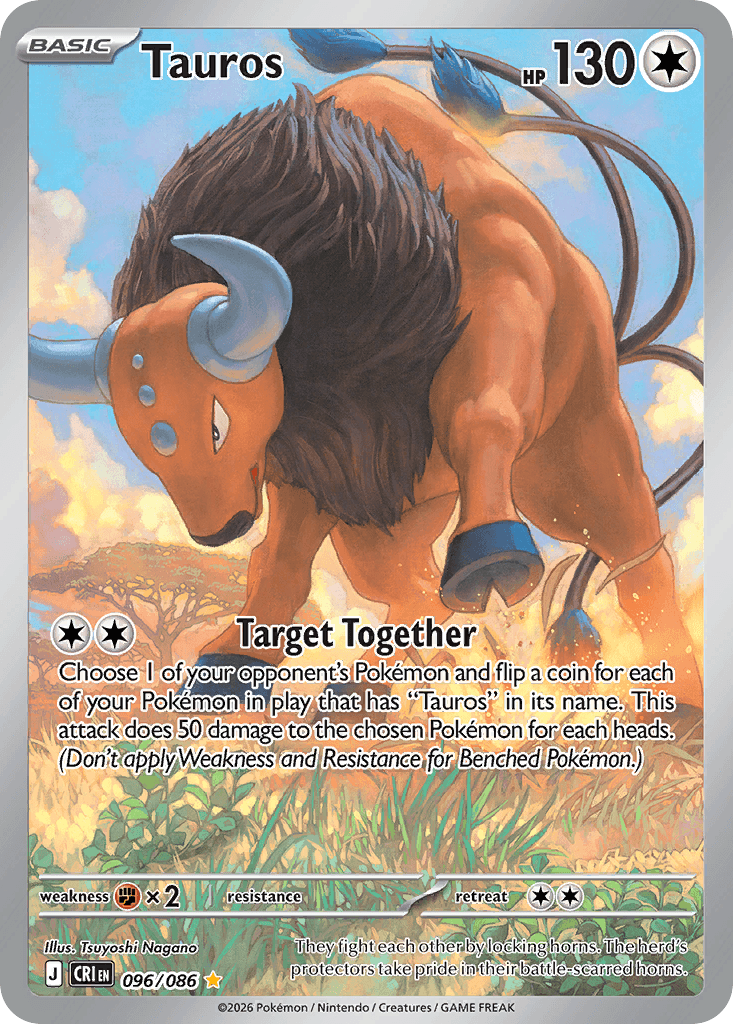 Tauros - 096/086 — ME04: Chaos Rising Pokémon TCG card by Tsuyoshi Nagano