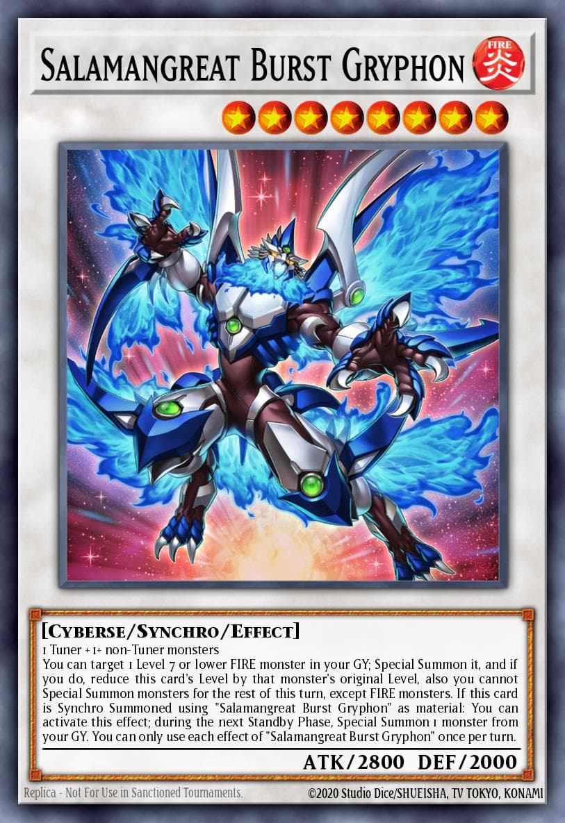 Salamangreat Burst Gryphon — Legendary Duelists: Soulburning Volcano Yu-Gi-Oh! card by Studio Dice/SHUEISHA, TV TOKYO, KONAMI