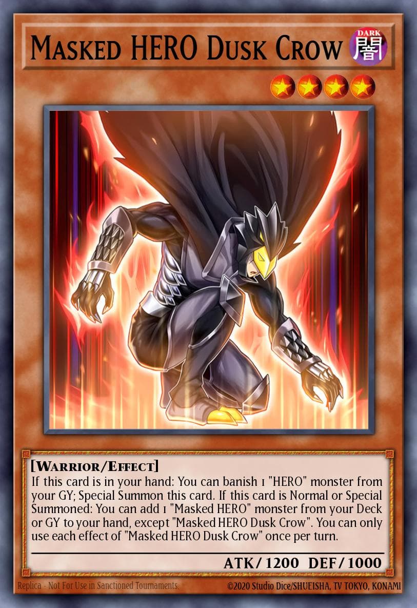 Masked HERO Dusk Crow — Maze of Muertos Yu-Gi-Oh! card by Studio Dice/SHUEISHA, TV TOKYO, KONAMI