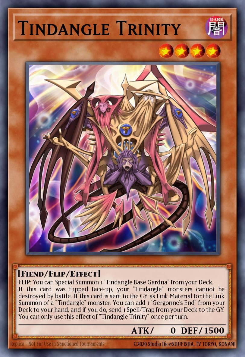 Tindangle Trinity — Flames of Destruction Yu-Gi-Oh! card by KAZUKI TAKAHASHI