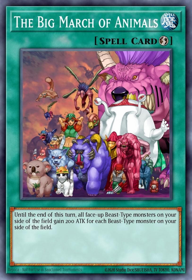 The Big March of Animals — Flaming Eternity Yu-Gi-Oh! card by KAZUKI TAKAHASHI