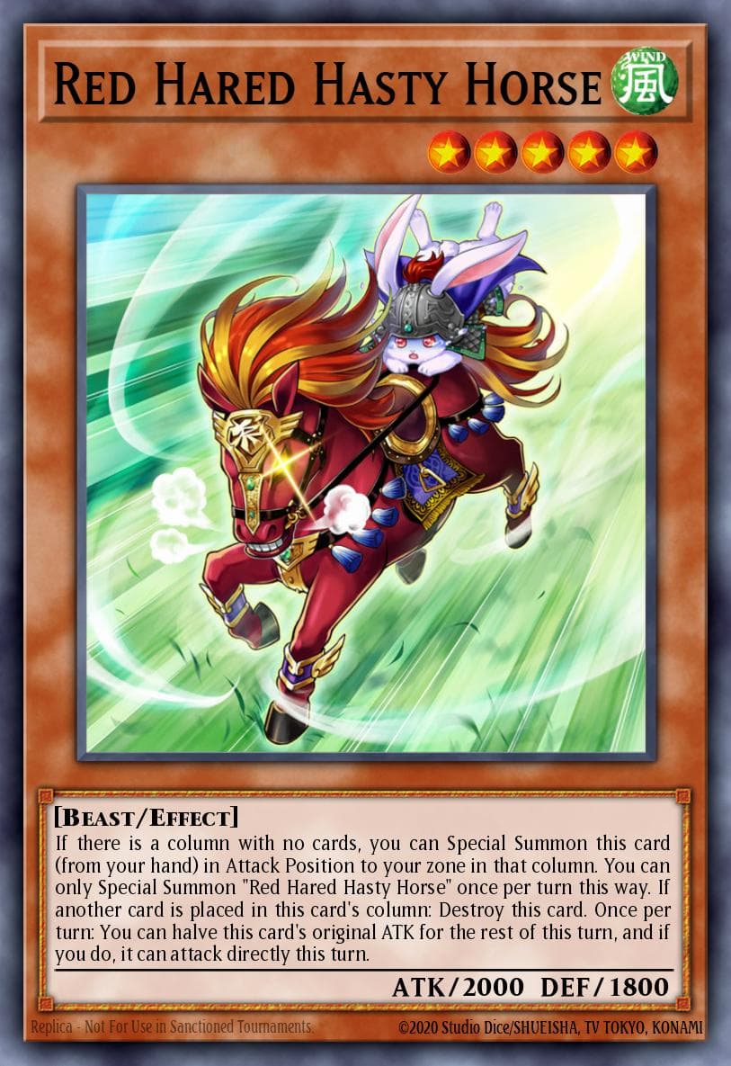 Red Hared Hasty Horse — Flames of Destruction Yu-Gi-Oh! card by KAZUKI TAKAHASHI