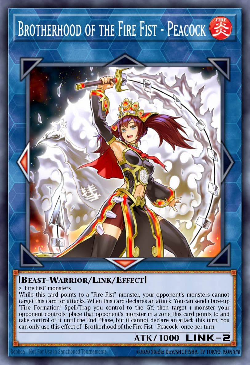 Brotherhood of the Fire Fist - Peacock — Fists of the Gadgets Yu-Gi-Oh! card by KAZUKI TAKAHASHI
