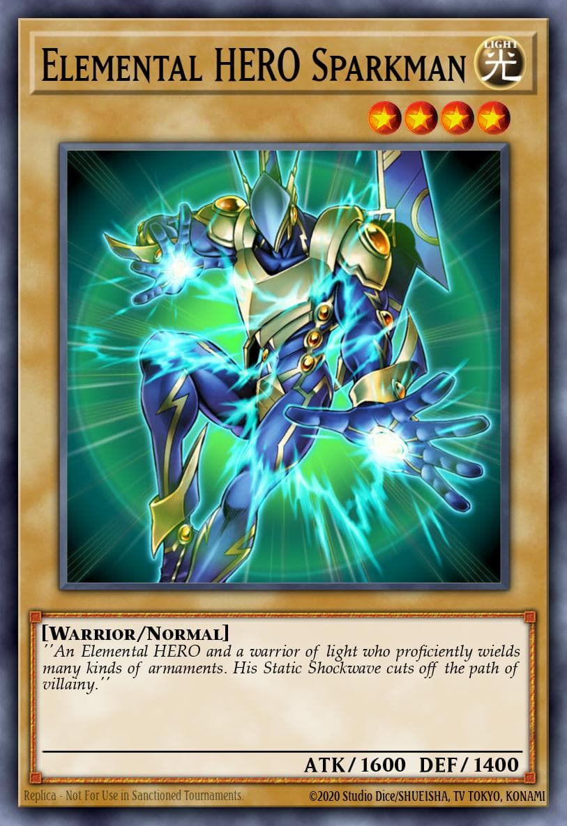 Elemental Hero Sparkman — The Lost Millennium Yu-Gi-Oh! card by Kazuaki Morita