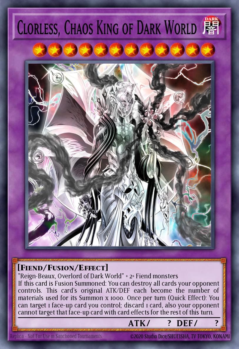 Clorless, Chaos King of Dark World — Maze of Millennia Yu-Gi-Oh! card by Studio Dice