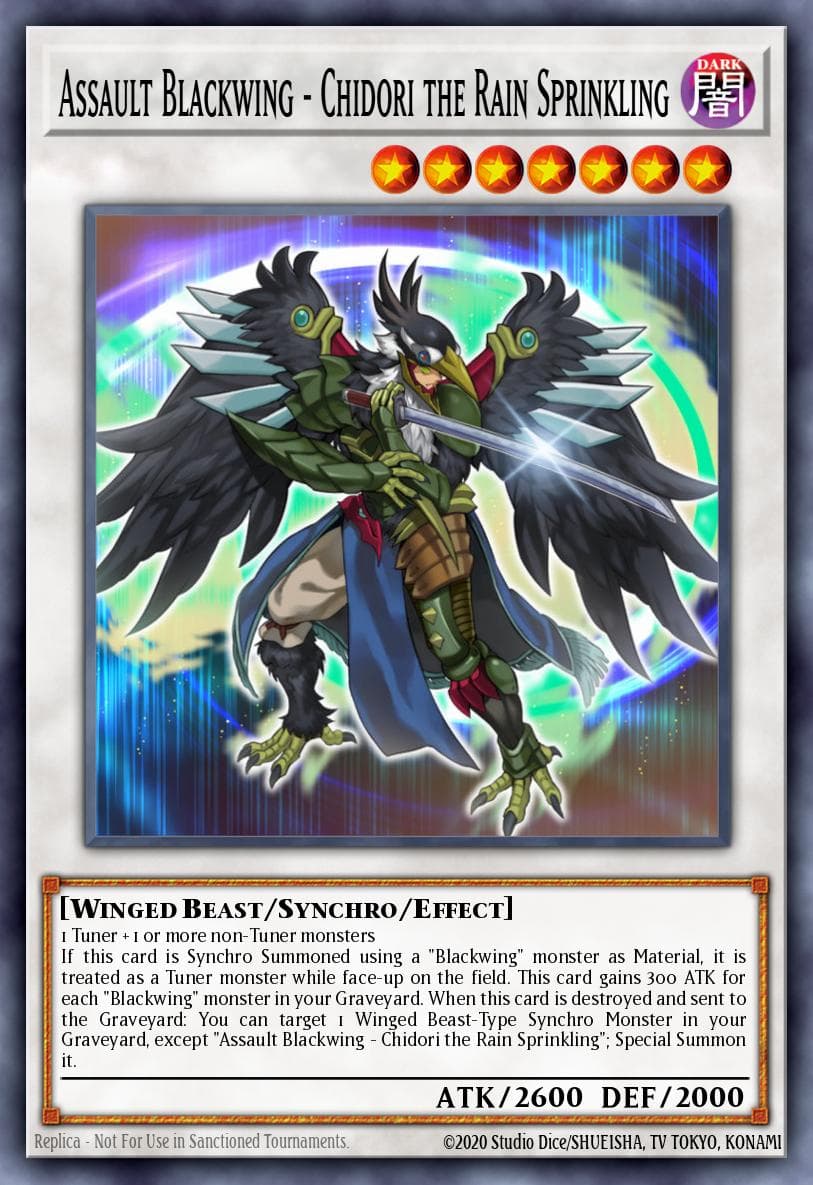 Assault Blackwing - Chidori the Rain Sprinkling — Shining Victories Yu-Gi-Oh! card by KAZUKI TAKAHASHI