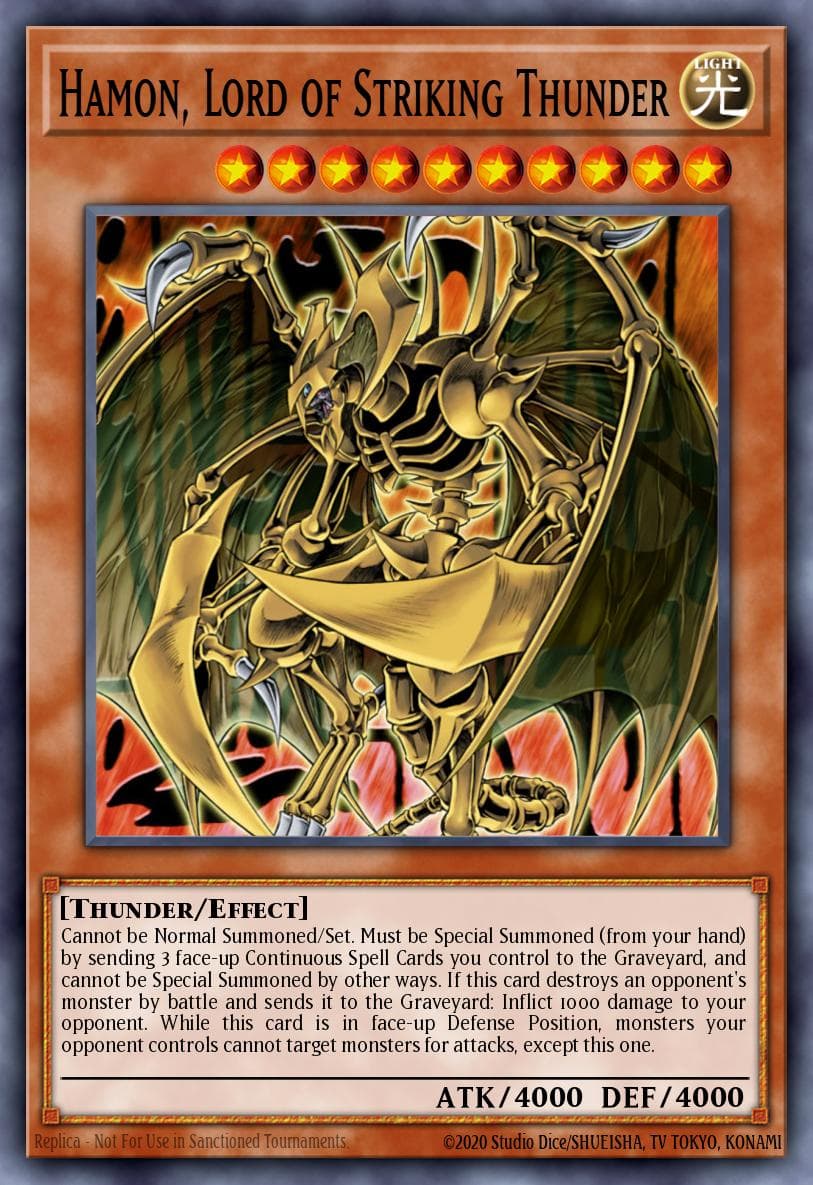 Hamon, Lord of Striking Thunder — Shadow of Infinity Yu-Gi-Oh! card by KAZUKI TAKAHASHI