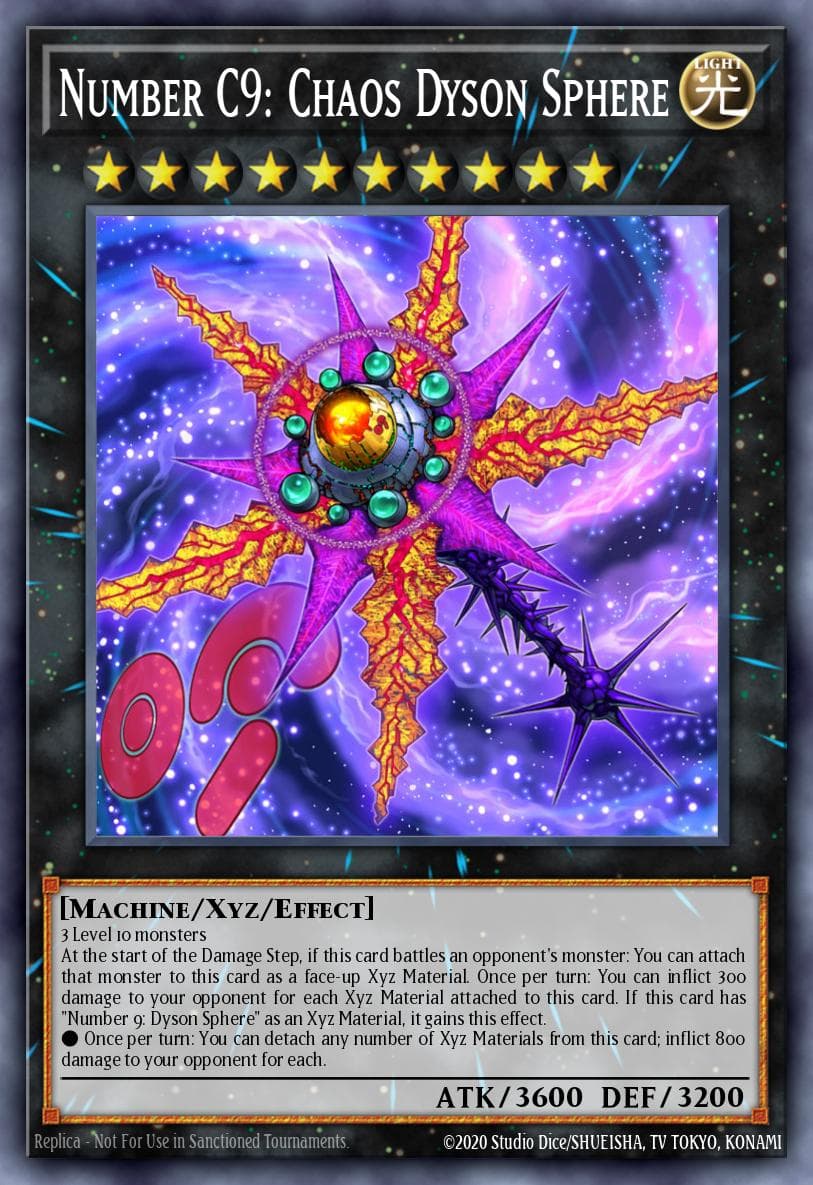 Number C9: Chaos Dyson Sphere — Premium Gold Yu-Gi-Oh! card by KAZUKI TAKAHASHI