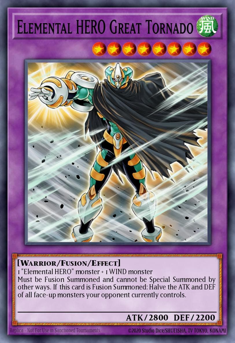 Elemental HERO Great Tornado — Structure Deck: HERO Strike Yu-Gi-Oh! card by KAZUKI TAKAHASHI