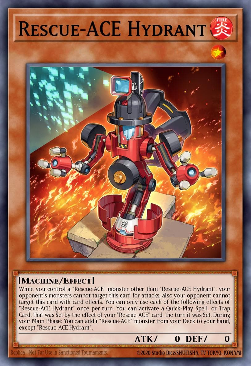 Rescue-ACE Hydrant — Maze of Millennia Yu-Gi-Oh! card by Shueisha, TV Tokyo, Konami