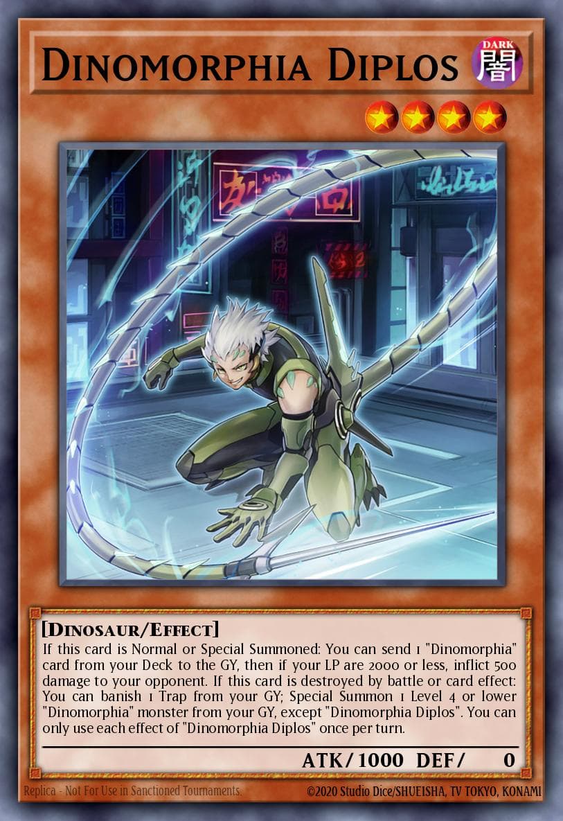 Dinomorphia Diplos — Battle of Chaos Yu-Gi-Oh! card by Shueisha, TV Tokyo, Konami