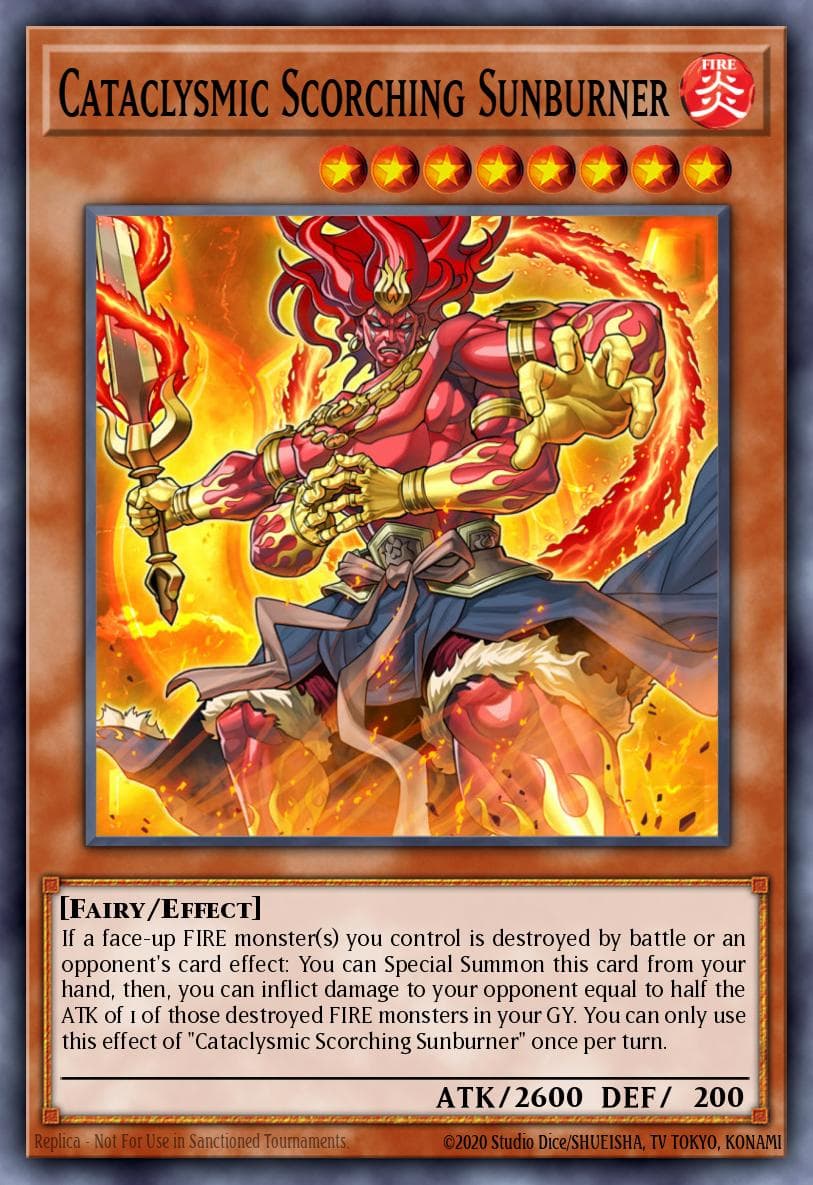 Cataclysmic Scorching Sunburner — Savage Strike Yu-Gi-Oh! card by KAZUKI TAKAHASHI