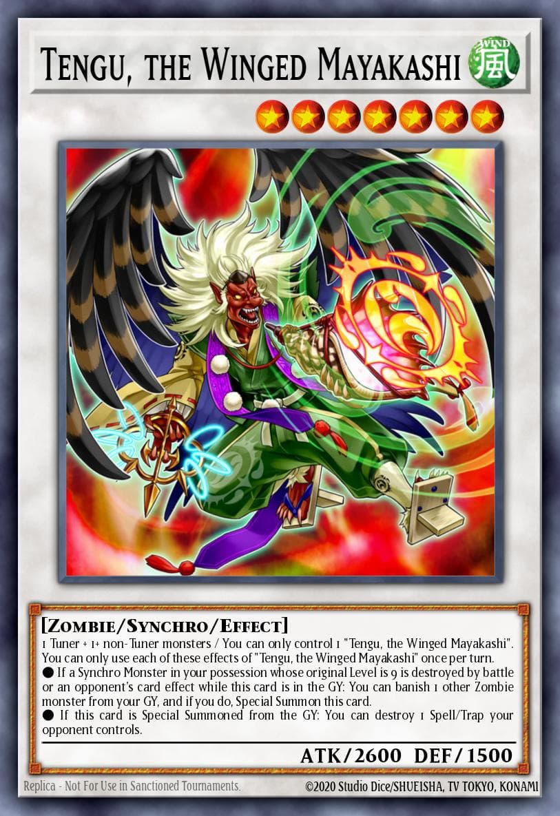 Tengu, the Winged Mayakashi — Hidden Summoners Yu-Gi-Oh! card by KAZUKI TAKAHASHI