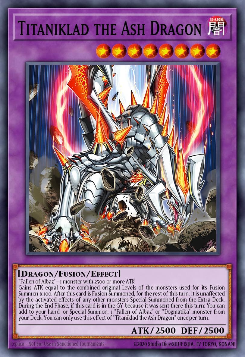 Titaniklad the Ash Dragon — Rise of the Duelist Yu-Gi-Oh! card by Studio Dice/SHUEISHA, TV TOKYO, KONAMI