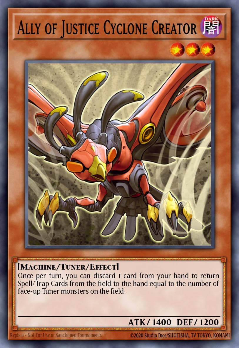 Ally of Justice Cyclone Creator — Duelist Revolution Yu-Gi-Oh! card by KAZUKI TAKAHASHI