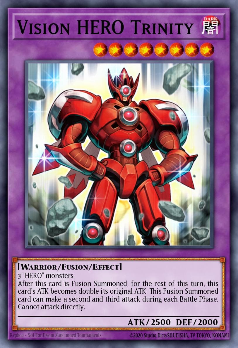 Vision HERO Trinity — Shadows in Valhalla Yu-Gi-Oh! card by KAZUKI TAKAHASHI