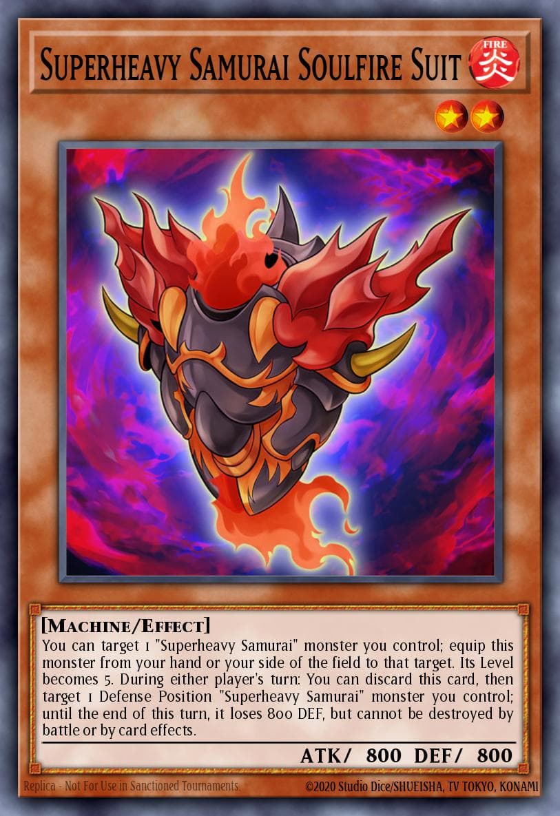 Superheavy Samurai Soulfire Suit — The New Challengers Yu-Gi-Oh! card by KAZUKI TAKAHASHI