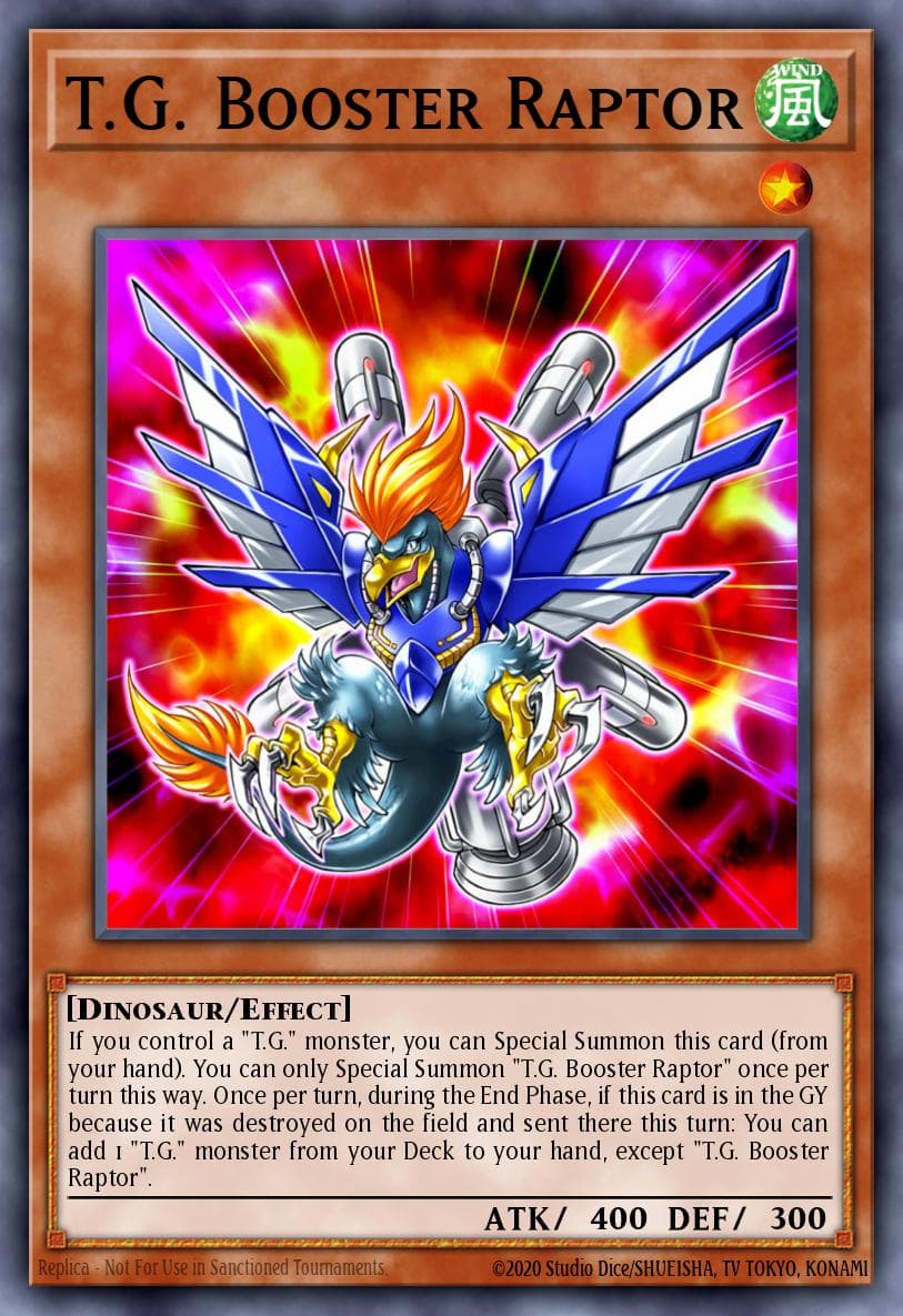 T.G. Booster Raptor — Savage Strike Yu-Gi-Oh! card by KAZUKI TAKAHASHI
