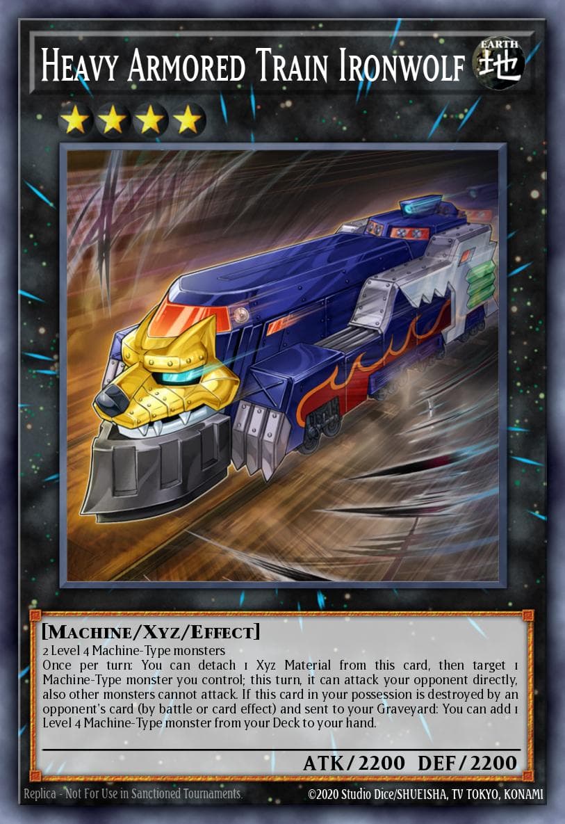 Heavy Armored Train Ironwolf — Raging Tempest Yu-Gi-Oh! card by KAZUKI TAKAHASHI