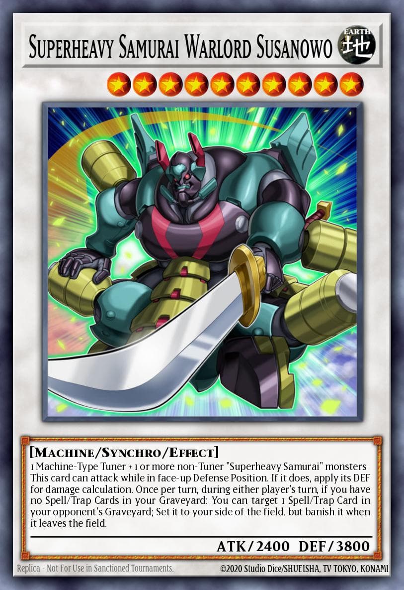 Superheavy Samurai Warlord Susanowo — Secrets of Eternity Yu-Gi-Oh! card by KAZUKI TAKAHASHI