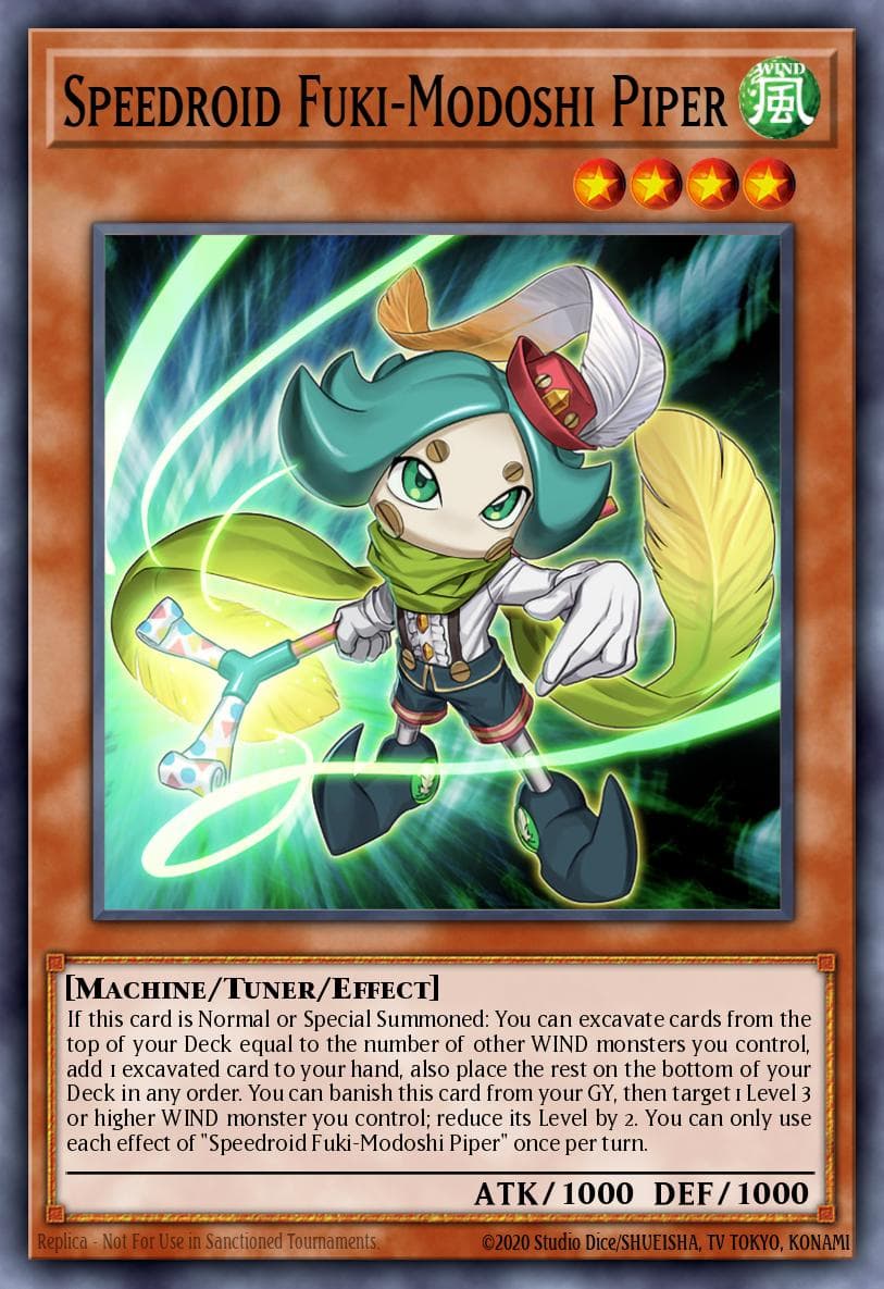 Speedroid Fuki-Modoshi Piper — Legendary Duelists: Synchro Storm Yu-Gi-Oh! card by Studio Dice/SHUEISHA, TV TOKYO, KONAMI