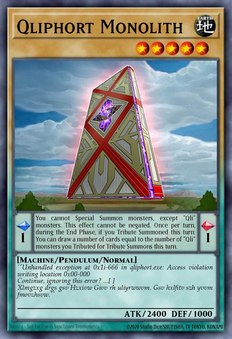 Qliphort Monolith — Secrets of Eternity Yu-Gi-Oh! card by KAZUKI TAKAHASHI